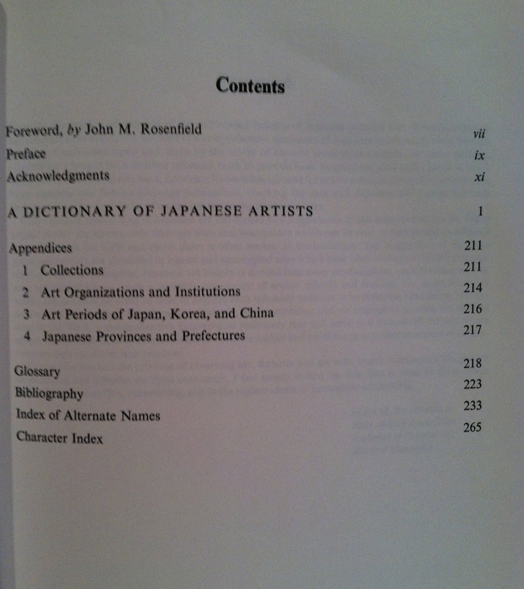Dictionary of Japanese Artists: Painting, Sculpture, Ceramics, Prints, Lacquer — back cover