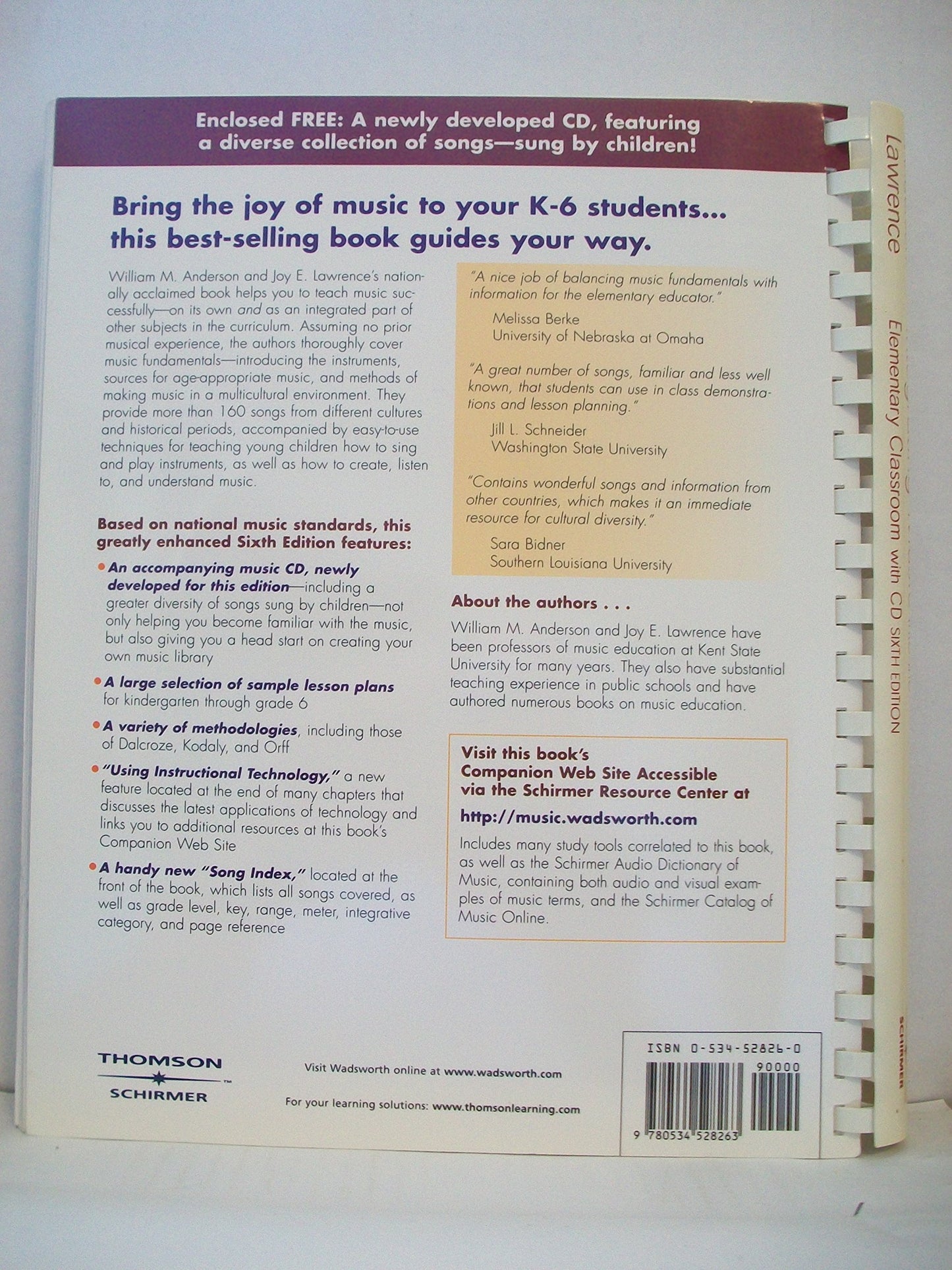 Integrating Music into the Elementary Classroom (with CD)