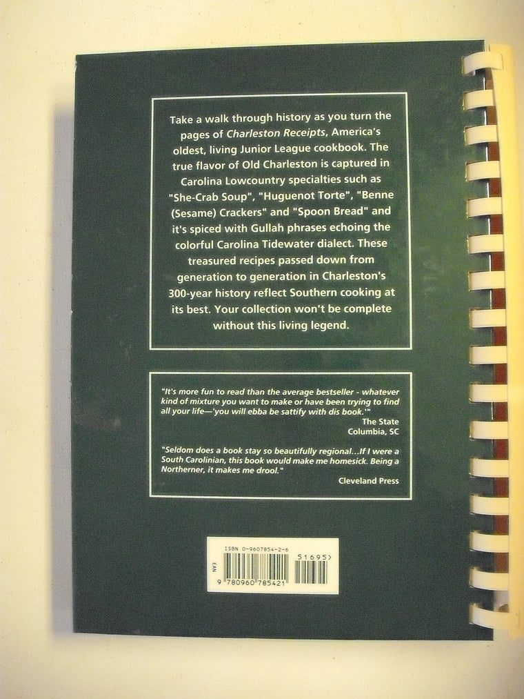 Charleston Receipts — back cover