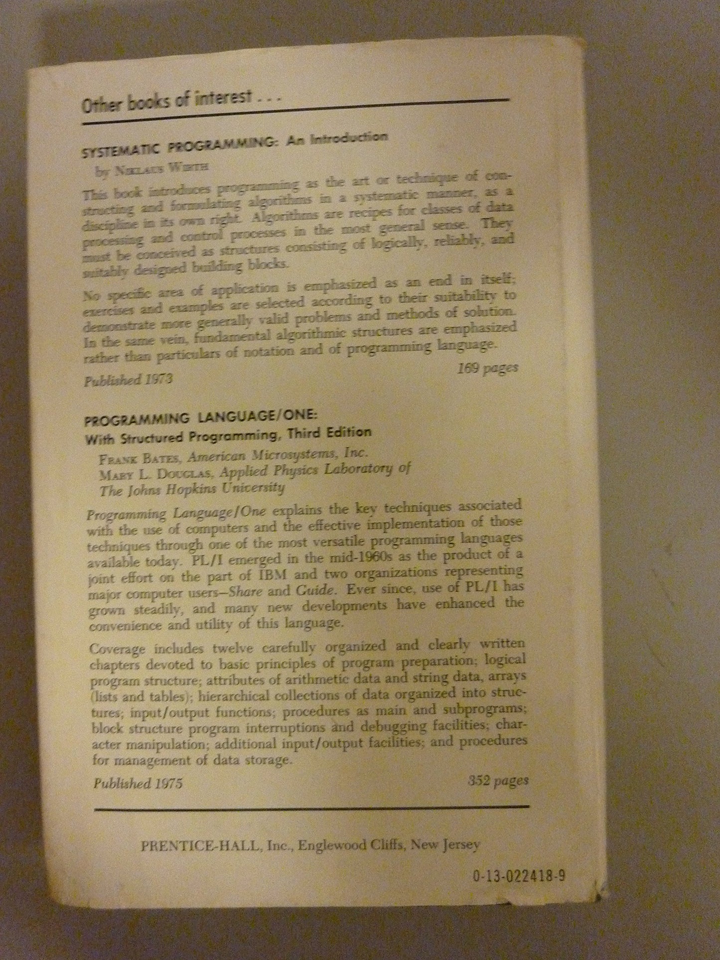 Algorithms + Data Structures = Programs (Prentice-Hall Series)