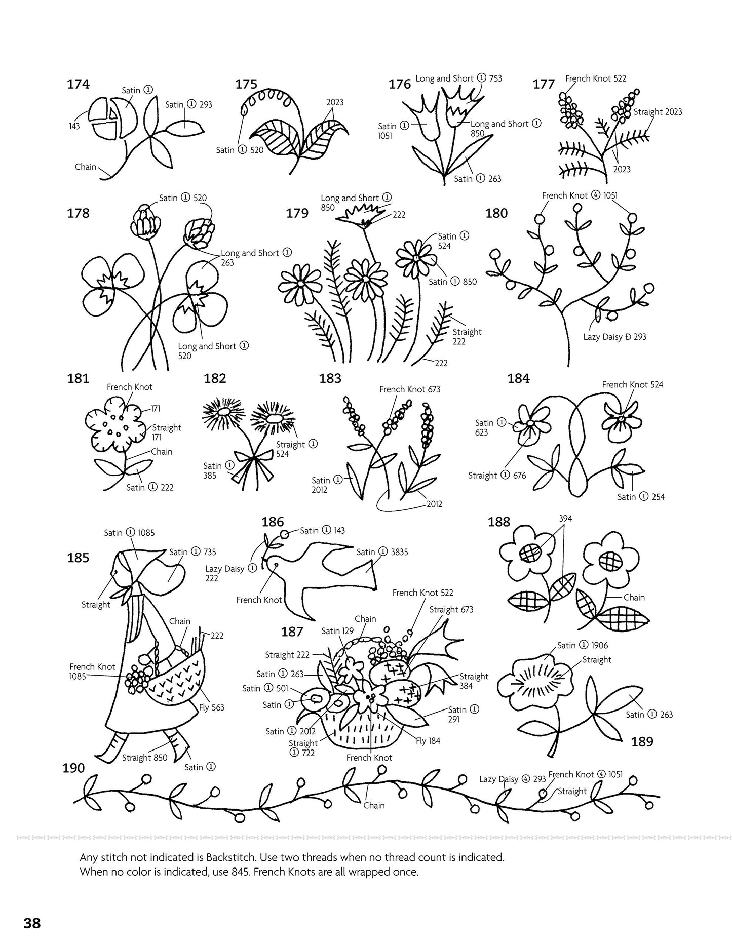 500 Simply Charming Designs for Embroidery: Easy-to-Stitch Monograms and Motifs (Design Originals) Patterns for the Home, Holidays, Food, Animals, and Borders, with Stitch Guide and Gallery