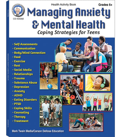 Mark Twain Managing Anxiety and Mental Health Workbook for Teens, Anxiety, Depression, Social Emotional Learning, and Mindfulness for Kids, ADHD Books With Guided Journal