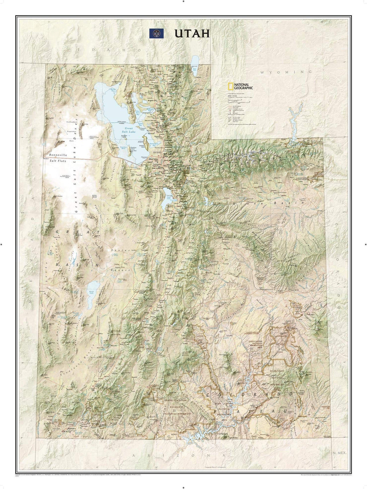 National Geographic Utah Wall Map - Laminated (30.25 x 40.5 in) (National Geographic Reference Map)