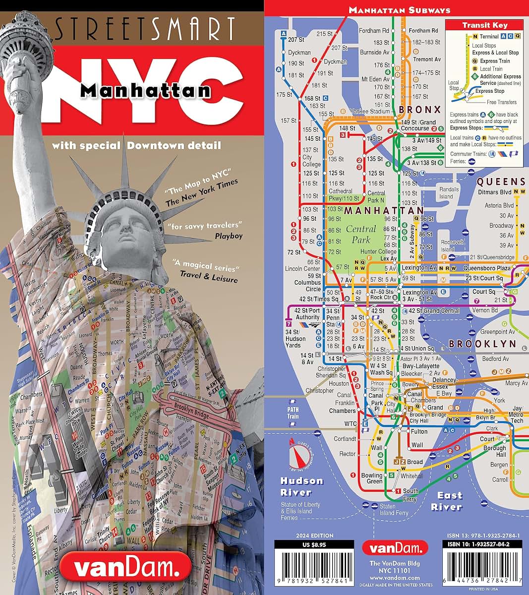 StreetSmart NYC Map Downtown Edition by VanDam-Laminated pocket city street map of Manhattan w/ all attractions, museums, sights, hotels, theaters & ... 2024 Edition)