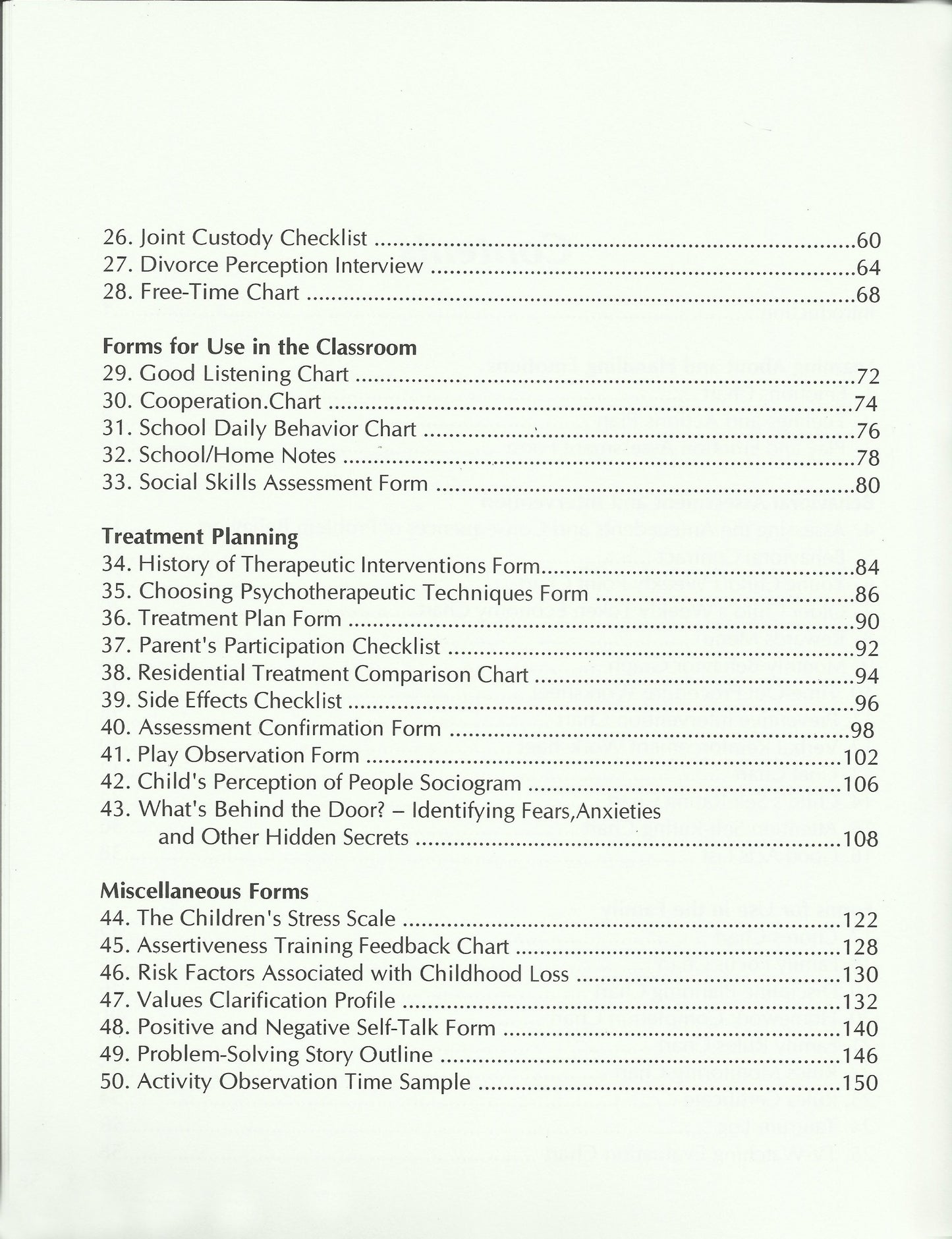 Forms for Use in Counseling Children