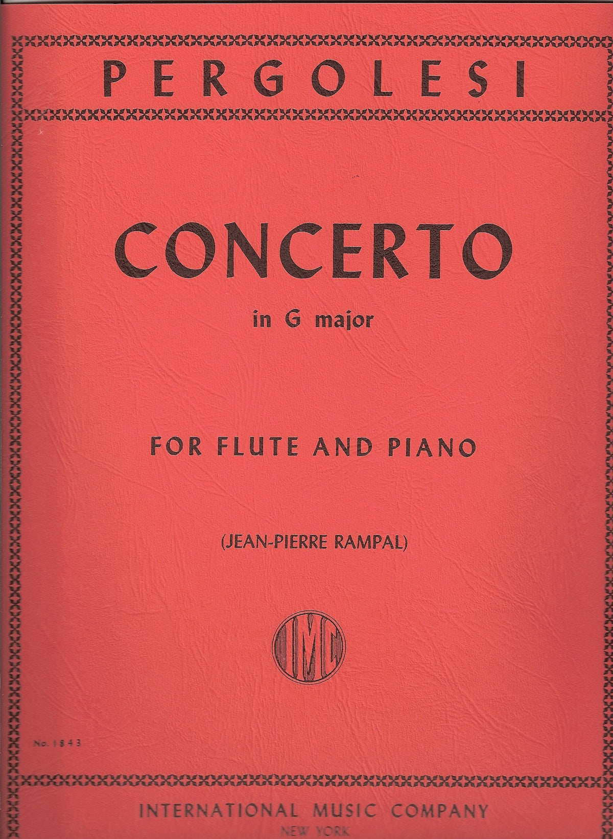Pergolesi: Concerto in G Major for Flute and Piano (Flute Music, No. 1843)