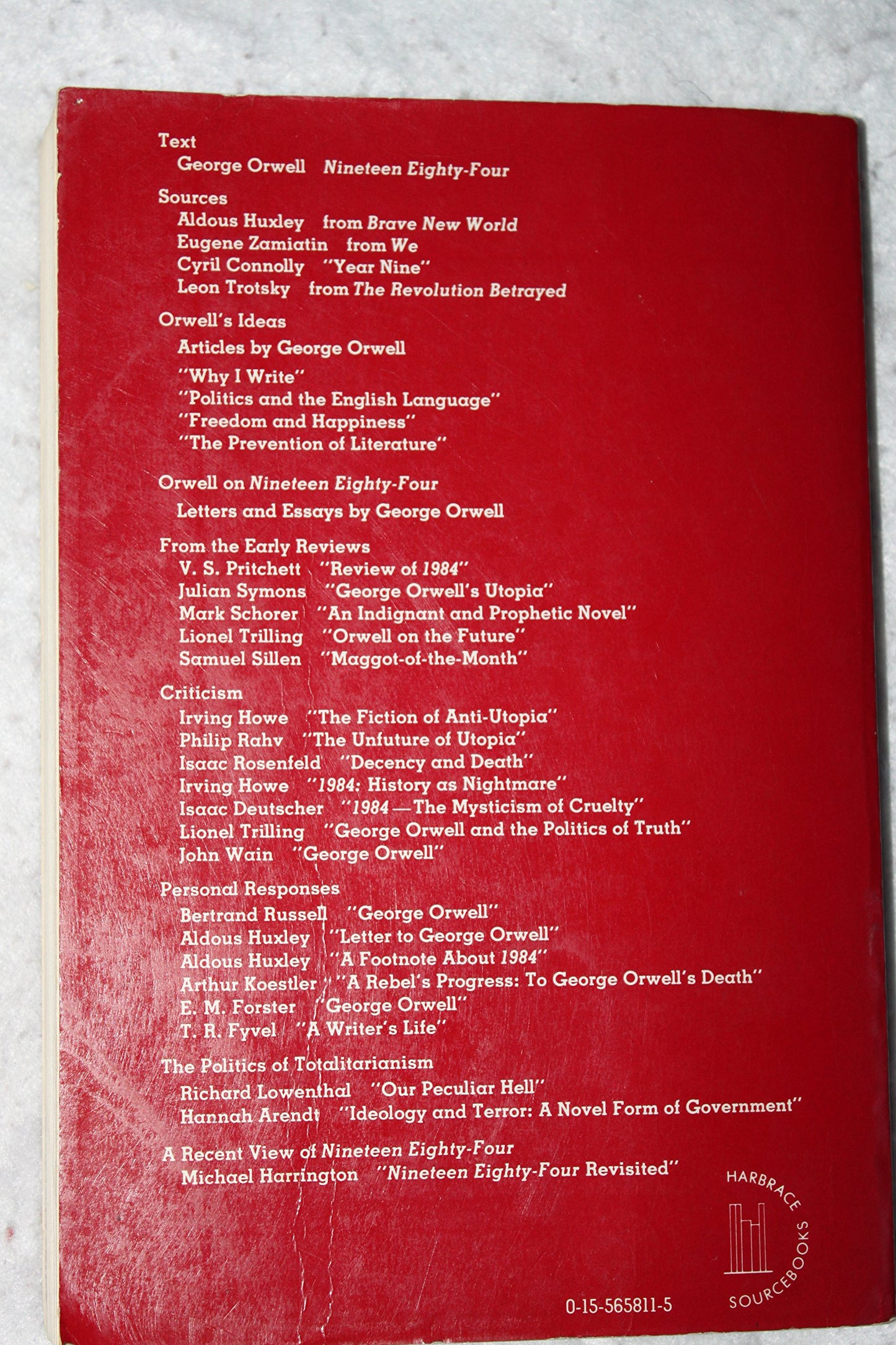 Orwell's Nineteen Eighty-Four: Text, Sources, Criticism (Har