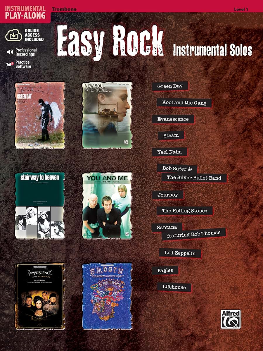 Easy Rock Instrumental Solos, Level 1: Trombone, Book & Online Audio/Software (Easy Instrumental Solos Series)