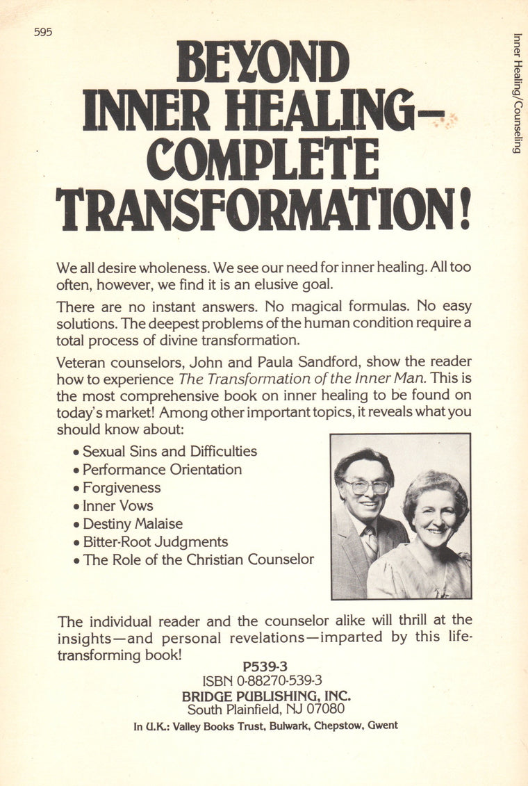 The Transformation of the Inner Man — back cover
