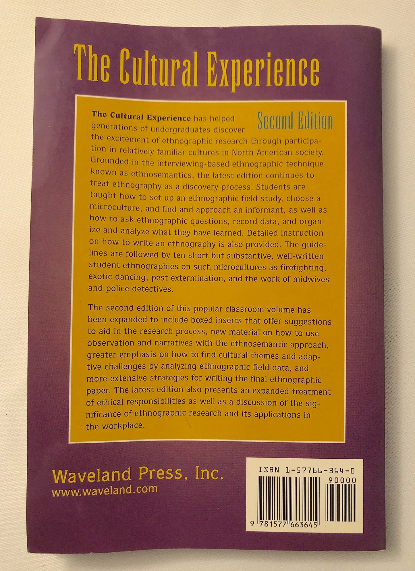 The Cultural Experience: Ethnography in Complex Society