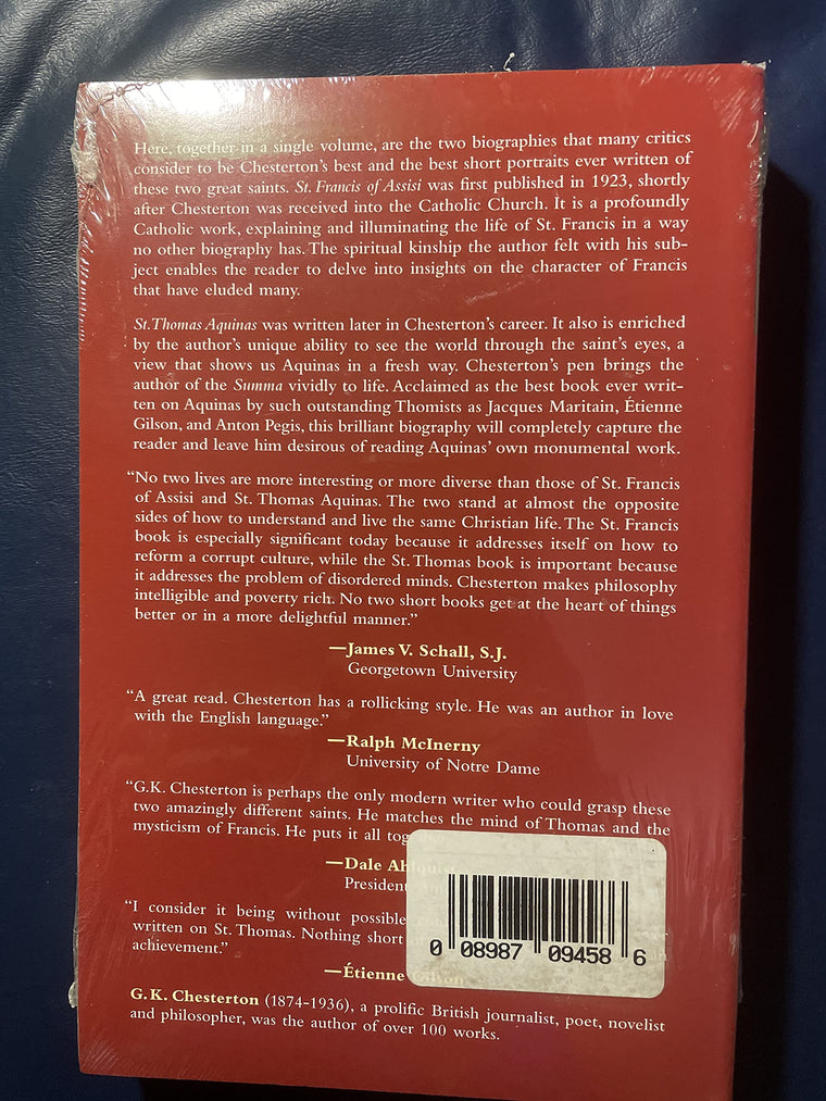 St. Thomas Aquinas and St. Francis of Assisi: With Introductions by Ralph McInerny and Joseph Pearce — back cover
