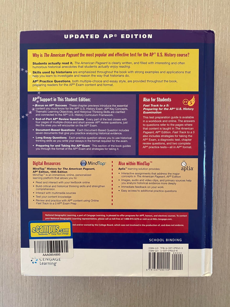 The American Pageant, AP Edition, Updated — back cover