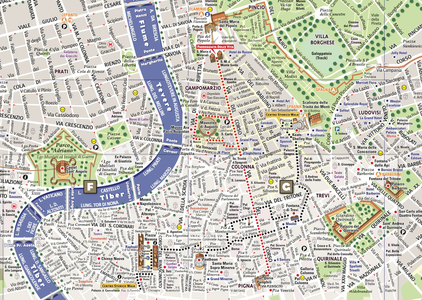 StreetSmart Rome Map by VanDam -- Laminated, pocket sized City Center folding street and subway map to Rome, Italy with all attractions, museums, ... ... (English, Italian and German Edition) 2026