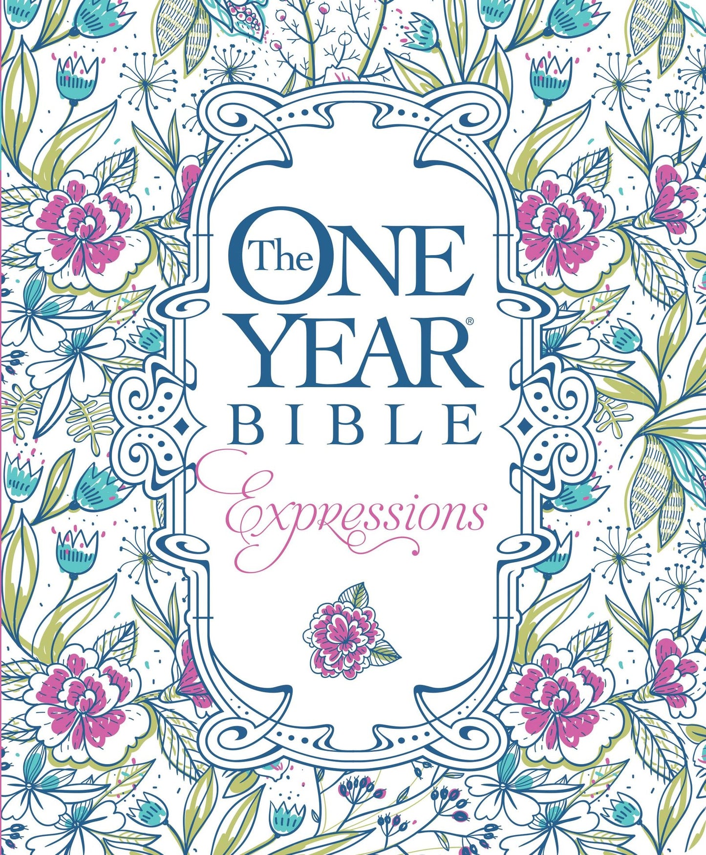 The One Year Bible Expressions NLT (Softcover, Blue Flowers)