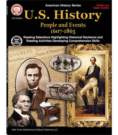 Mark Twain American History Books, Grades 6-12 People & Events from 1607-1865 US History Workbook, Declaration of Independence, California Gold Rush, Pre Civil War, Classroom or Homeschool Curriculum