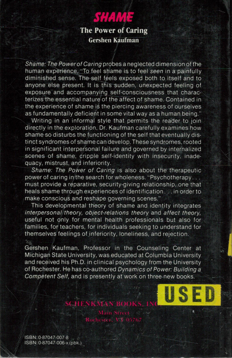Shame, the power of caring — back cover