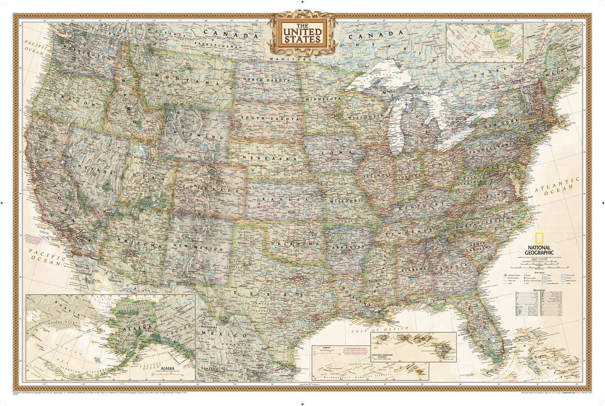 National Geographic United States Wall Map - Executive (Poster Size: 36 x 24 in) (National Geographic Reference Map)