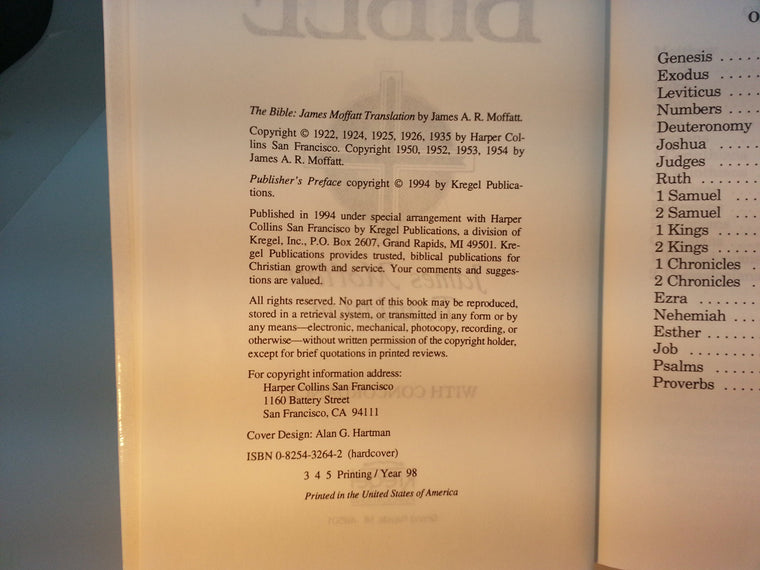 The Bible : James Moffatt Translation — back cover
