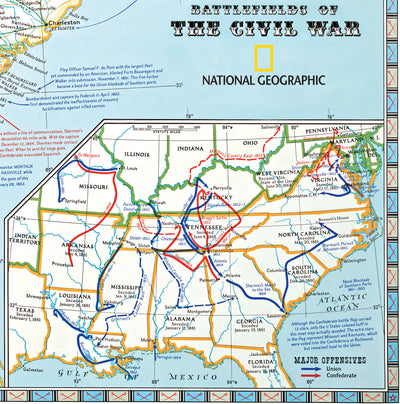 Battlefields of the Civil War Map by National Geographic Soc
