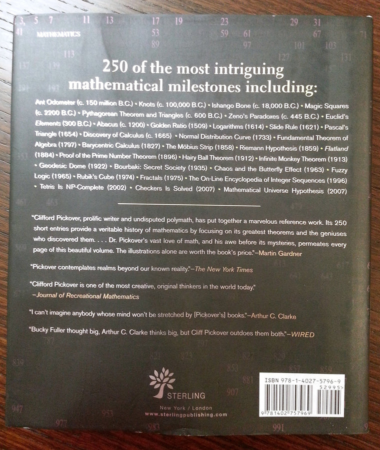 The Math Book: From Pythagoras to the 57th Dimension, 250 Milestones in the History of Mathematics (Union Square & Co. Milestones) — back cover