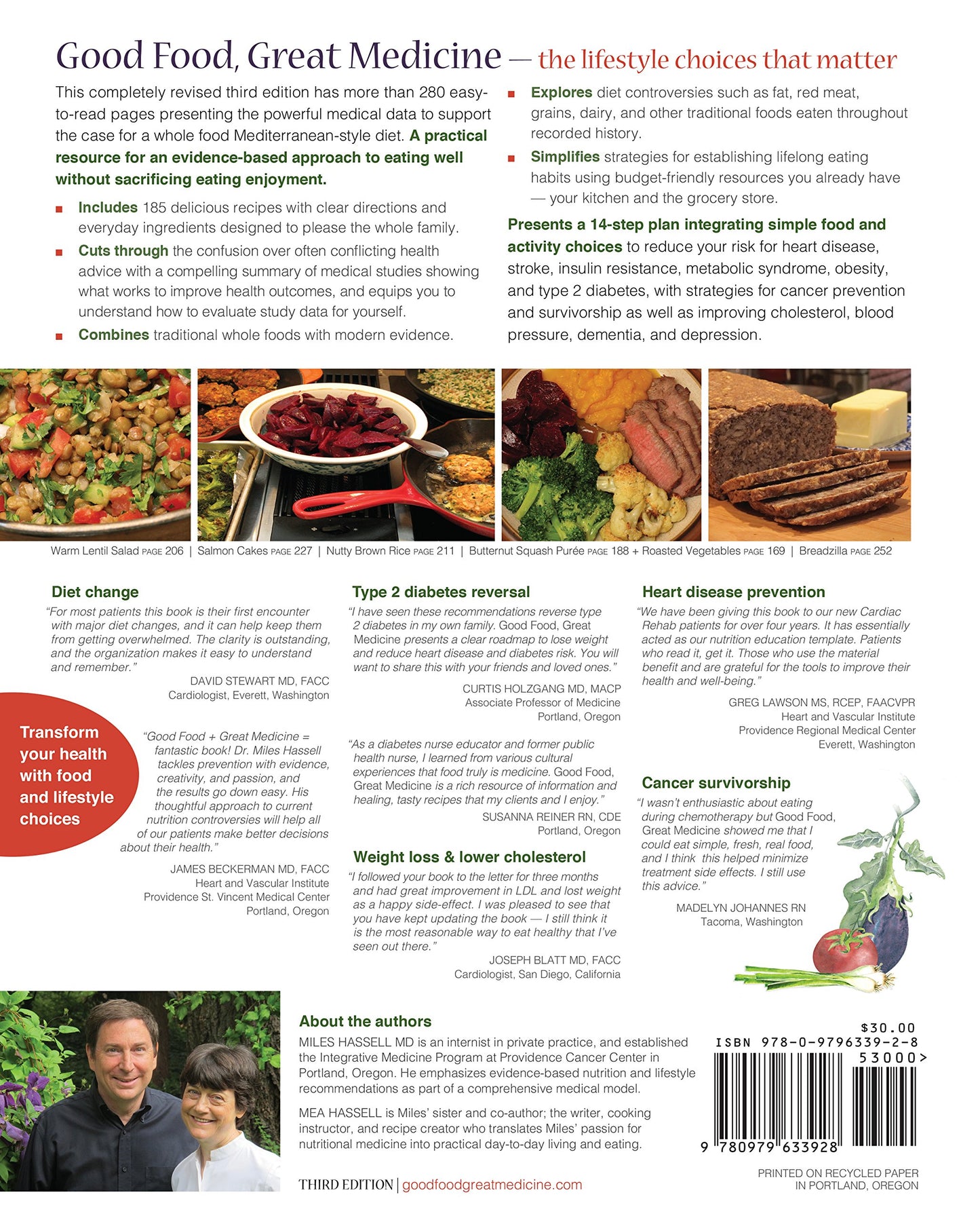 Good Food, Great Medicine: A Mediterranean Diet and Lifestyle Guide by Miles Hassell MD, Mea Hassell (2014) Spiral-bound
