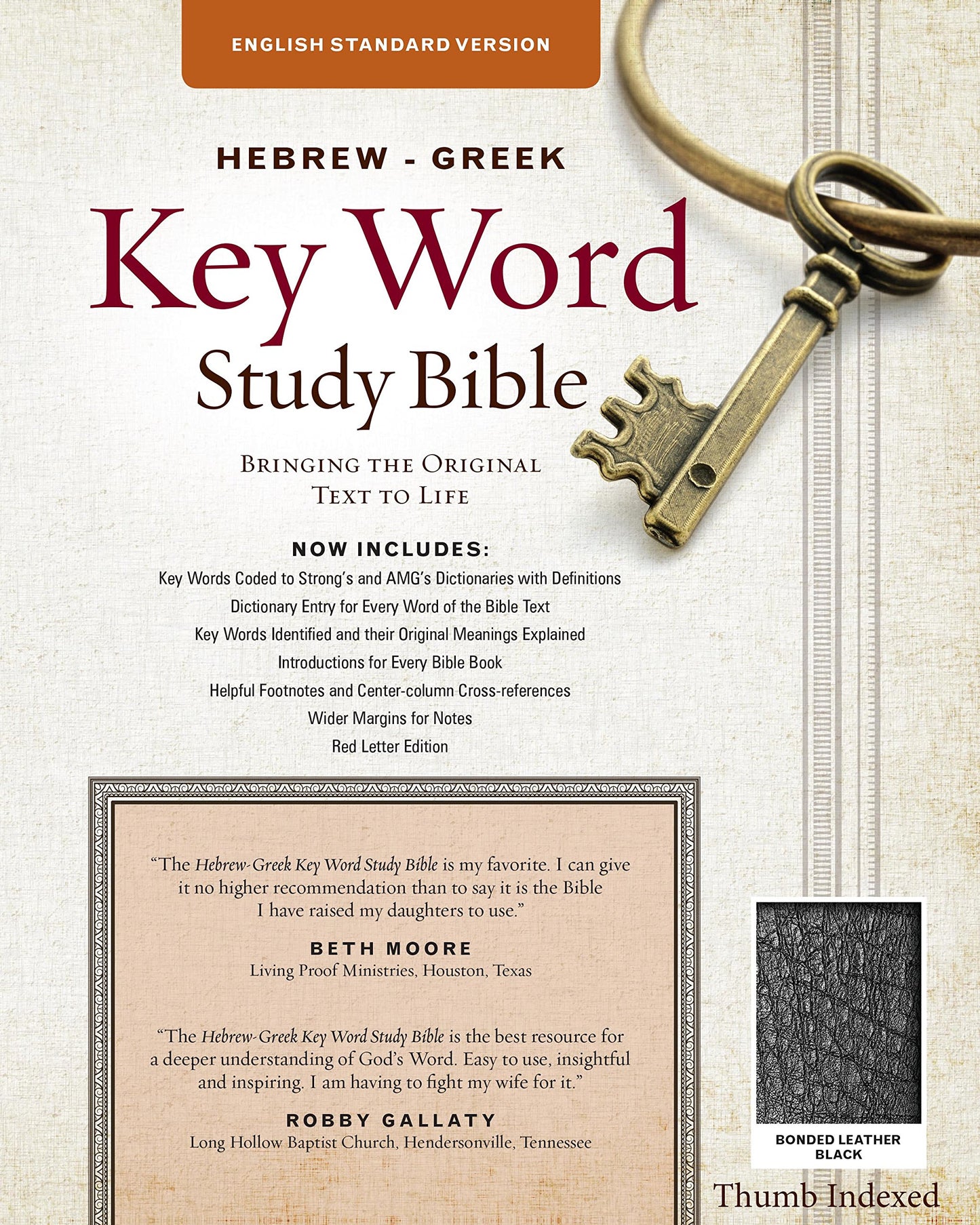 The Hebrew-Greek Key Word Study Bible: ESV Edition, Black Bonded Leather Indexed