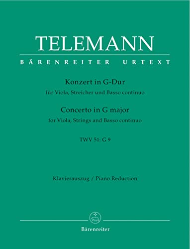 Telemann: Viola Concerto in G Major, TWV 51:G9 (Solo Part with Piano Reduction)