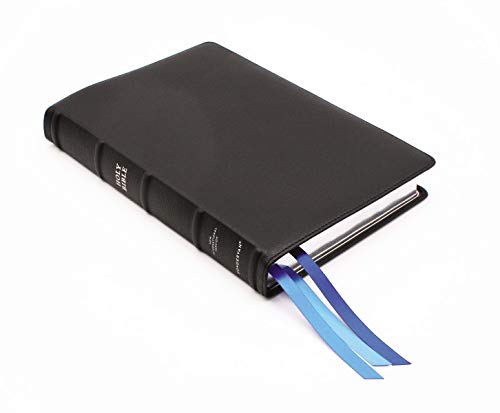 NIV, Reference Bible, Deluxe Single-Column, Premium Goatskin Leather, Black, Premier Collection, Black Letter, Art Gilded Edges, Comfort Print