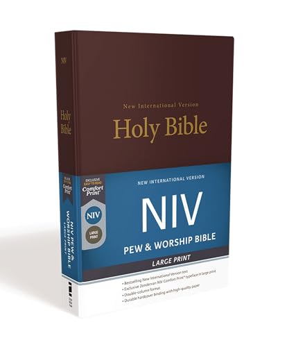 NIV, Church Bible (Pew Bible), Large Print, Hardcover, Burgundy, Comfort Print