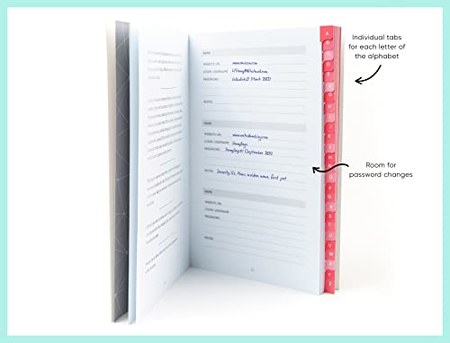 A-Z Password Book: Individual Letter Tabs to Quickly Access Login Information