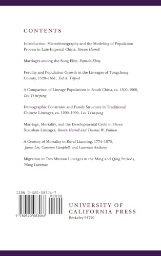 Chinese Historical Microdemography (Volume 20) (Studies on China) — back cover