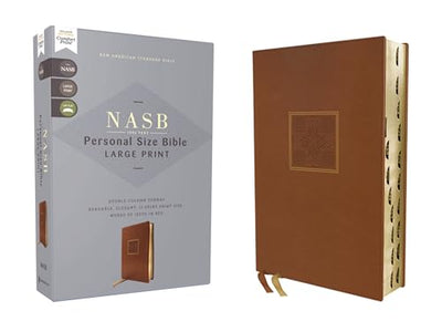 NASB, Personal Size Bible, Large Print, Leathersoft, Brown, Red Letter, 1995 Text, Thumb Indexed, Comfort Print