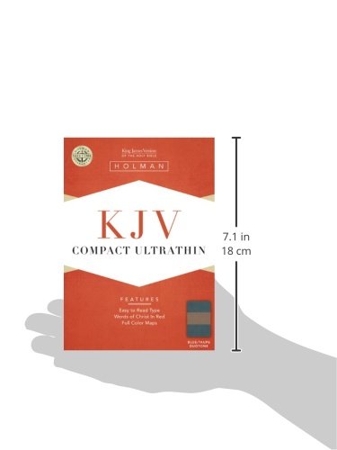 KJV Compact Ultrathin Bible, Blue/Taupe LeatherTouch