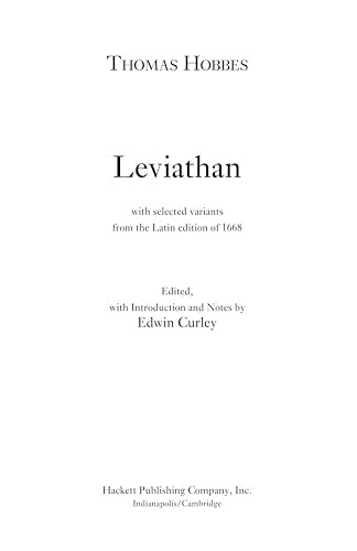 Leviathan: With selected variants from the Latin edition of 1668 (Hackett Classics)