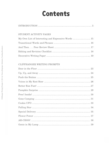 Cliffhanger Writing Prompts: 30 One-Page Story Starters That Fire Up Kids Imaginations and Help Them Develop Strong Narrative Writing Skills