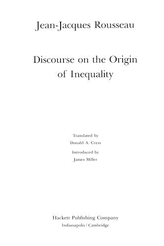Discourse on the Origin of Inequality (Hackett Classics)