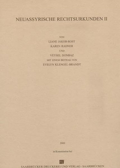 Neuassyrische Rechtsurkunden II (Wissenschaftliche Veroffentlichungen Der Deutschen Orient-Ge) (German Edition)