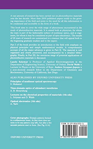 The Physics and Applications of Photorefractive Materials (Oxford Series in Optical and Imaging Sciences)