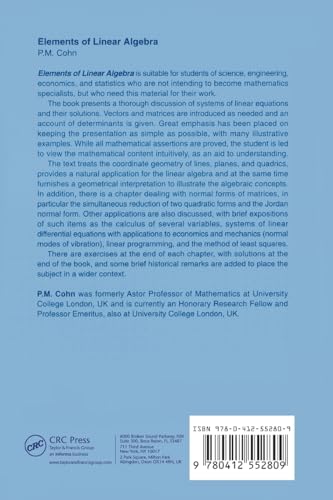 Elements of Linear Algebra (Chapman Hall/CRC Mathematics Series)