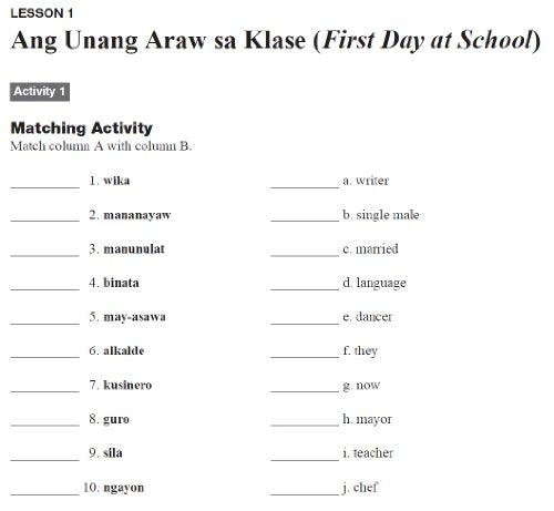 Elementary Tagalog Workbook: Tara, Mag-Tagalog Tayo! Come On, Let's Speak Tagalog!