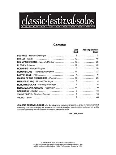 Classic Festival Solos (Horn in F), Vol 1: Piano Acc. (Classic Festival Solos, Vol 1)