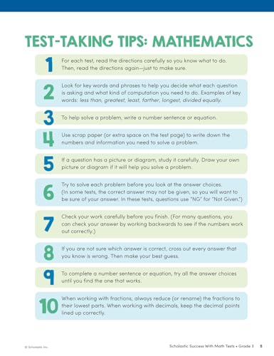 Scholastic Success with Math Tests Grade 3 Workbook