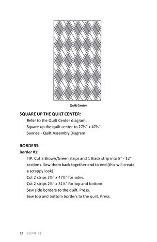 Sunrise Batiks Quilt Pattern: Bali Pop or 2 1/2" Strips (Design Originals, Quilted Fox Designs) A Dazzling Jelly Roll Quilt with Diamond Pattern Sized 55" x 75"; Great for 2 1/2-inch Strip Collections