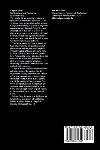 Logical Form: Its Structure and Derivation (Linguistic Inquiry Monographs)