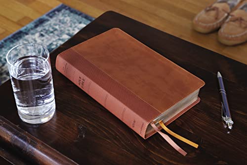 NIV, Personal Size Bible, Large Print, Leathersoft, Brown, Red Letter, Thumb Indexed, Comfort Print