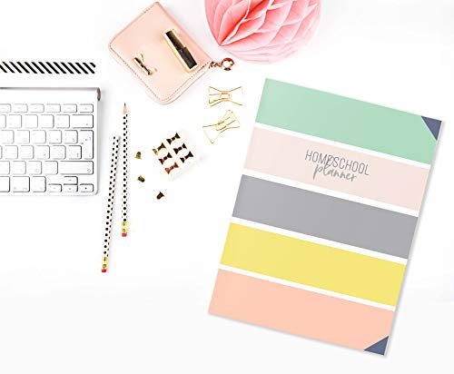 Homeschool Planner: Daily Assignment Tracker and Record Book For One Student | Academic Calendar Year | Minimalist Modern Stripes