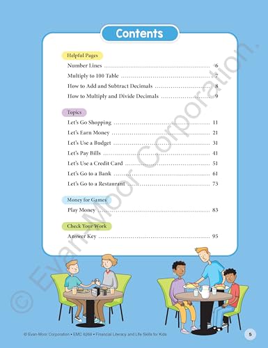Evan-Moor Financial Literacy and Life Skills for Kids, Ages 10-11, Advanced Money Skills Workbook, Earning, Saving, Spending, and Using Credit Cards, Real-World Lessons and Activities