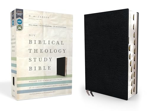 NIV, Biblical Theology Study Bible (Trace the Themes of Scripture), Bonded Leather, Black, Thumb Indexed, Comfort Print: Follow God’s Redemptive Plan as It Unfolds throughout Scripture