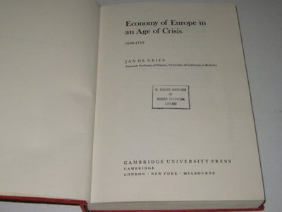 The Economy of Europe in an Age of Crisis, 1600-1750