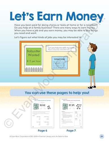 Evan-Moor Financial Literacy and Life Skills for Kids, Ages 12-13, Money Management Workbook, Learn Budgeting, Saving, Spending, and Using Credit, Real-World Activities for Teens